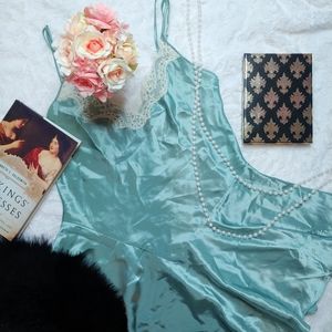 Vintage Amelia's Green Satin Nightie Lingerie